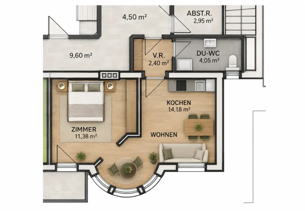 Grundriss des Lampacher Apartments